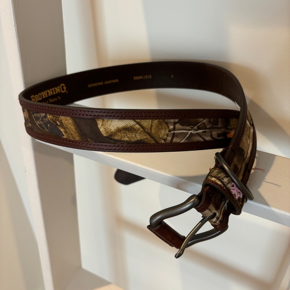 Browning leather camouflage print L belt